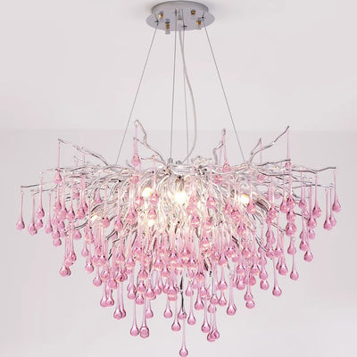 Modern Luxury Crystal Glass Aluminum Branch Water Drop 6/8/10/14 Chandeliers For Dining Room