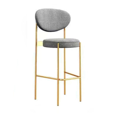 Contemporary Scandinavian Oval Round Fabric Iron Bar Stool Backrest Armless For Dining Room