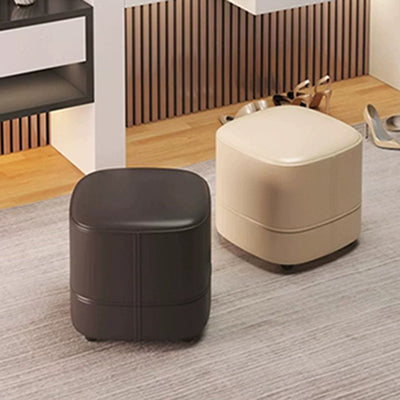 Modern Minimalist Square Leather Solid Wood Vanity Stool For Bedroom