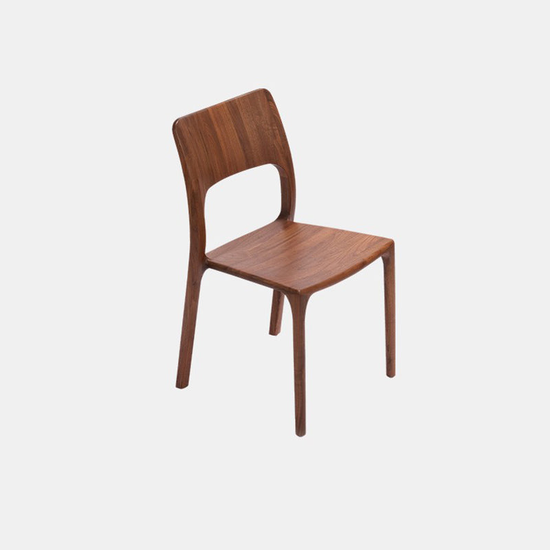 Contemporary Retro Walnut Wood Square Dining Chair Backrest For Dining Room