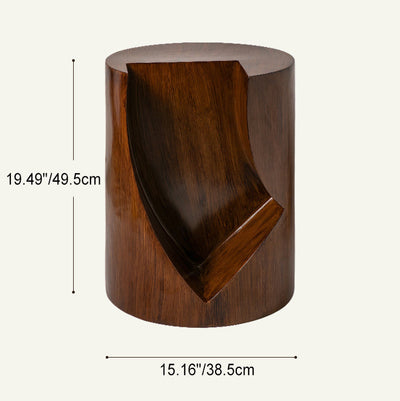 Contemporary Creative Wood Stump Cylinder Resin End Table Storage For Study