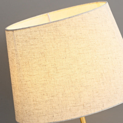 Contemporary Retro Brass Fabric Cylinder 1-Light Table Lamp For Bedside