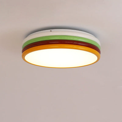 Contemporary Scandinavian Macron Iron Disc Splicing LED Flush Mount Ceiling Light For Bedroom