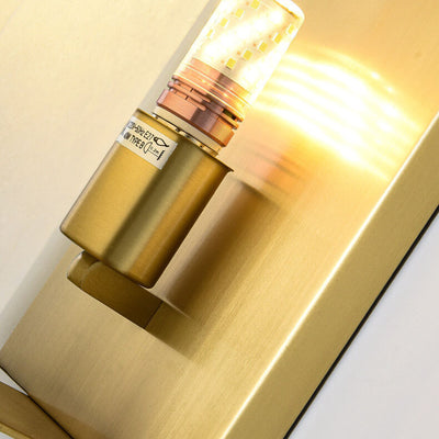 Modern Light Luxury Marble Rectangular Flat Copper 1-Light Wall Sconce Lamp