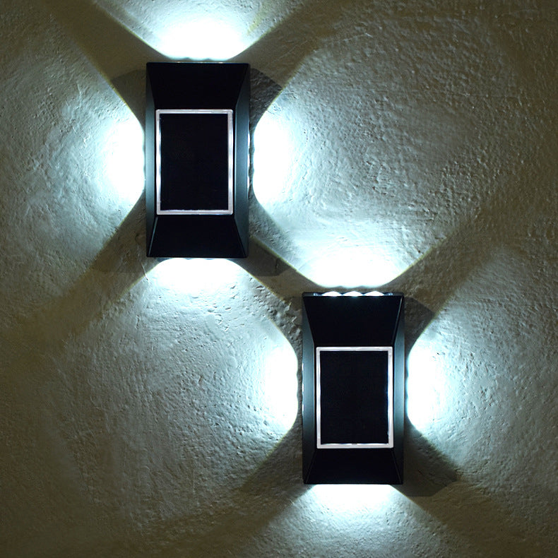 Modern Simplicity Solar Sensor Rectangle ABS Plastic LED Outdoor Wall Sconce Lamp For Garden