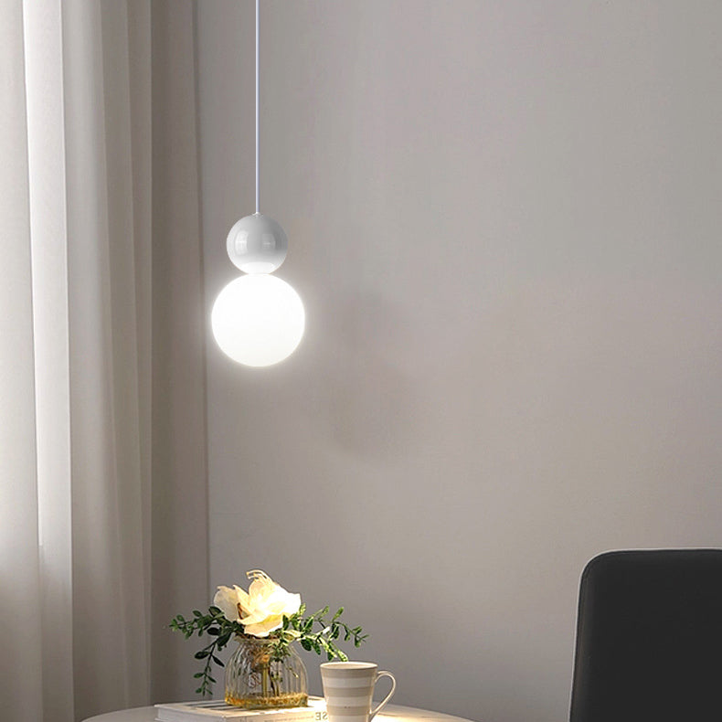 Modern Minimalist Round Ball Hardware Plastic 1-Light Pendant Light For Bedroom