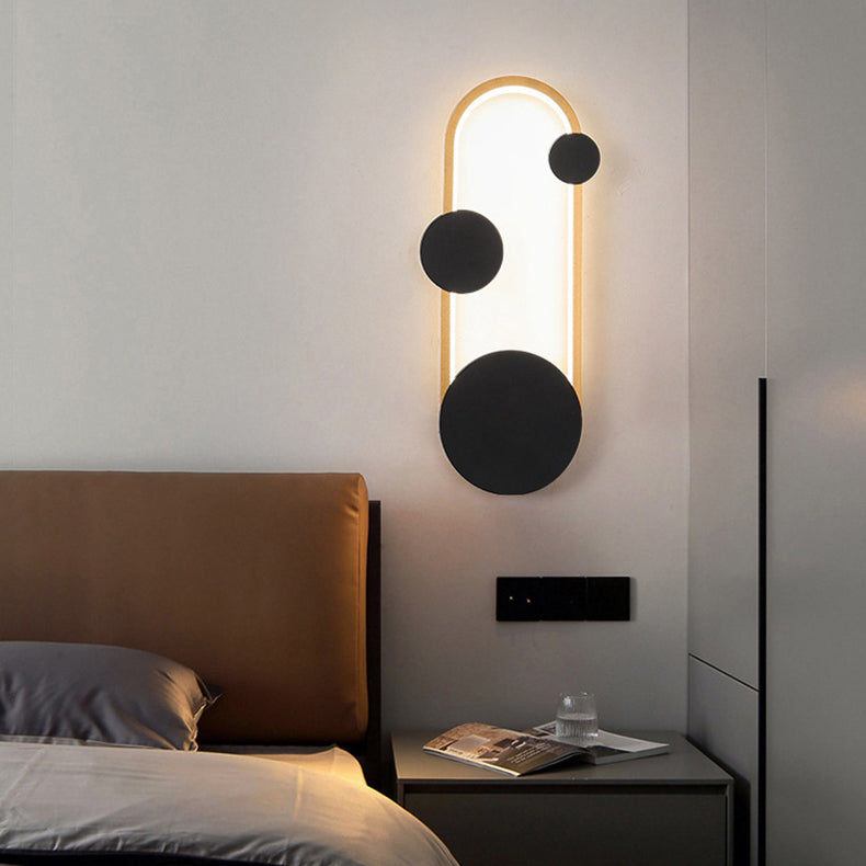 Modern Minimalist Iron Aluminum Round Elliptical LED Wall Sconce Lamp For Bedside