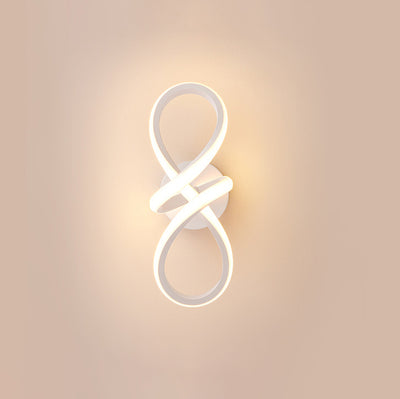 Applique murale LED en spirale créative contemporaine en fer et silicone pour chambre à coucher 