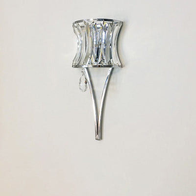 Contemporary Luxury Prismatic Clear Crystal Shade Iron 1-Light Wall Sconce Lamp For Living Room