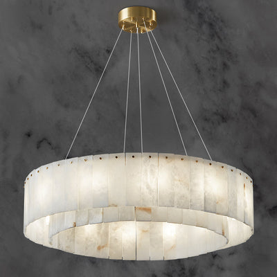 Contemporary Scandinavian Round Copper Stone 8/12/14 Light Chandelier For Living Room