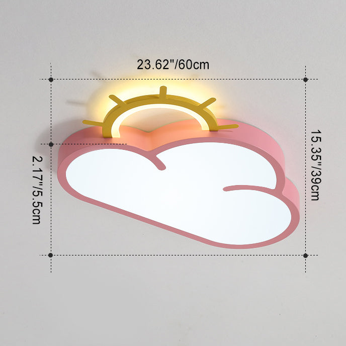 Contemporary Creative Cartoon Cloud Sun Acrylic Shade LED Kids Flush Mount Ceiling Light For Bedroom