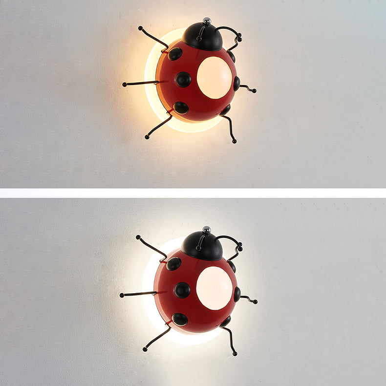 Contemporary Creative Cartoon Beetle Acrylic LED Kids Wall Sconce Lamp For Bedroom