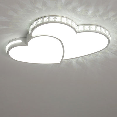 Modern Minimalist Heart Iron Crystal Acrylic LED Flush Mount Ceiling Light For Bedroom