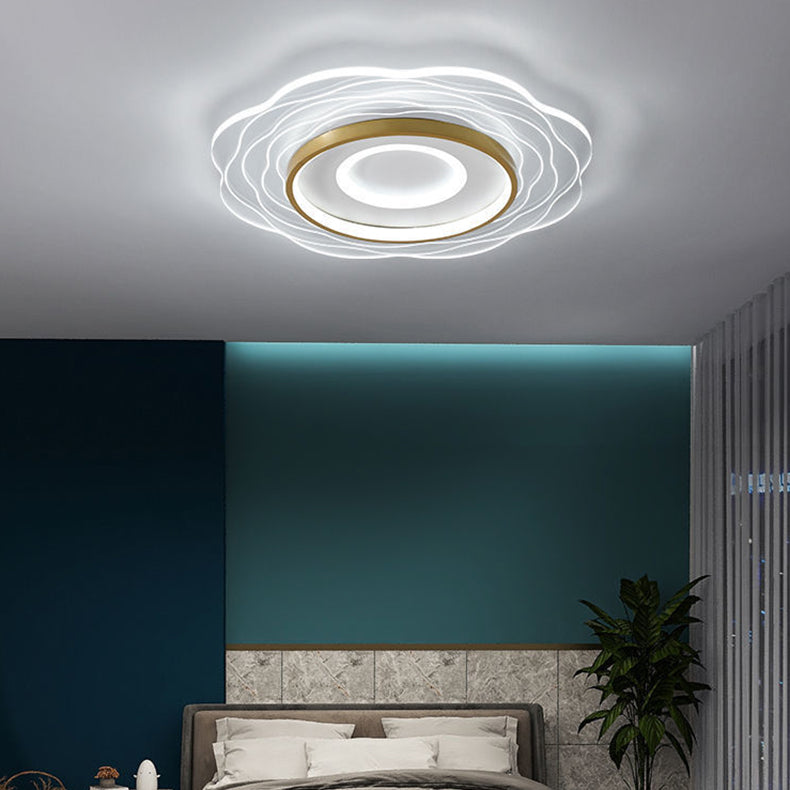 Modern Minimalist Floral Aluminum Acrylic LED Flush Mount Ceiling Light For Living Room