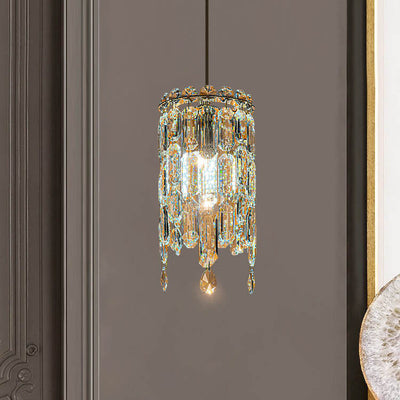 Modern Creative Crystal Cylinder 1-Light Pendant Light For Living Room