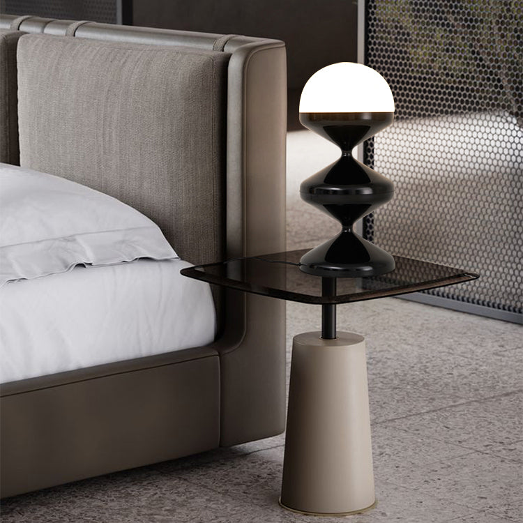 Contemporary Scandinavian Wave Art Iron Glass 1-Light Table Lamp For Bedroom