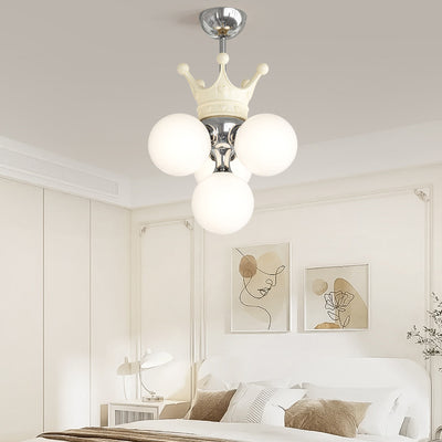 Modern Minimalist Princess Crown Metal Acrylic LED Pendant Light For Bedroom