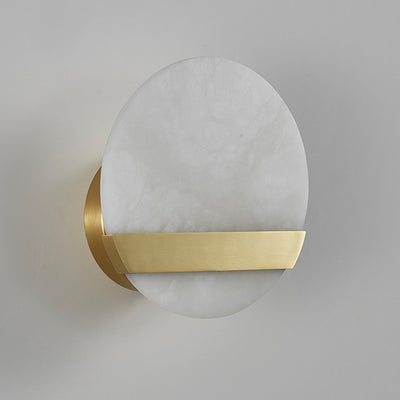 Contemporary Luxury Copper Marble Round V Letter LED Wall Sconce Lamp For Hallway