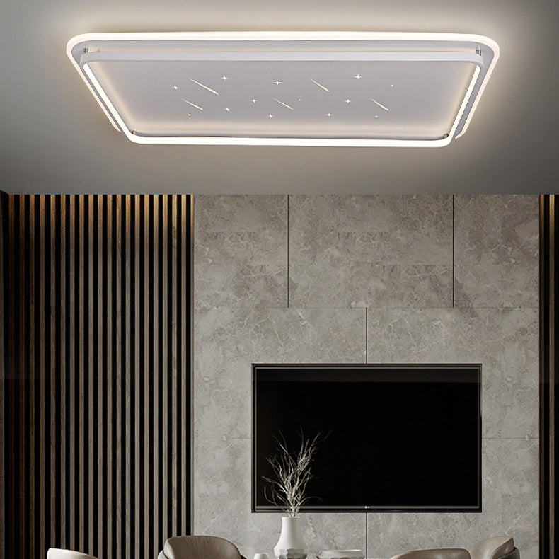 Modern Minimalist Geometric Rectangular Iron LED Flush Mount Ceiling Light For Living Room