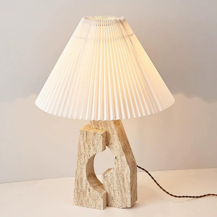 Contemporary Creative Dome Stone Fabric 1-Light Table Lamp For Study