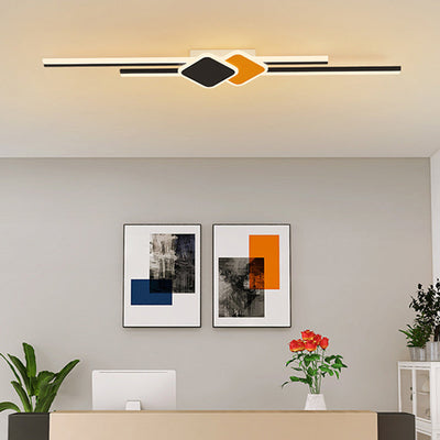 Modern Minimalist Long Strip Rhombus Iron Aluminum Acrylic LED Wall Sconce Lamp For Living Room