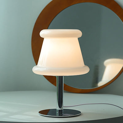 Contemporary Creative Hat Glass Shade Iron 1-Light Table Lamp For Bedroom