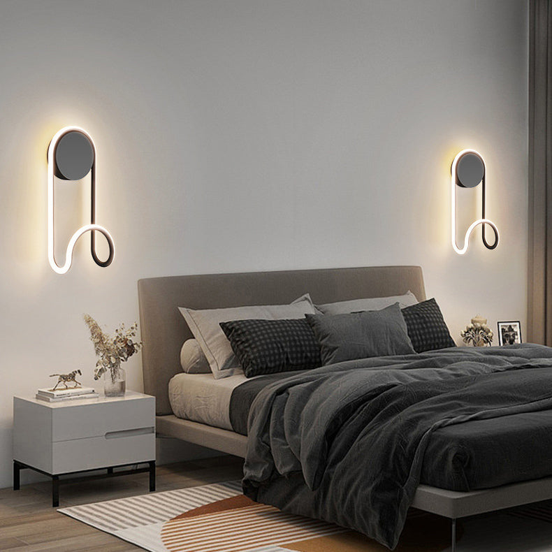 Contemporary Scandinavian Iron Aluminum Acrylic Round Hook Led Wall Sconce Lamp For Bedroom