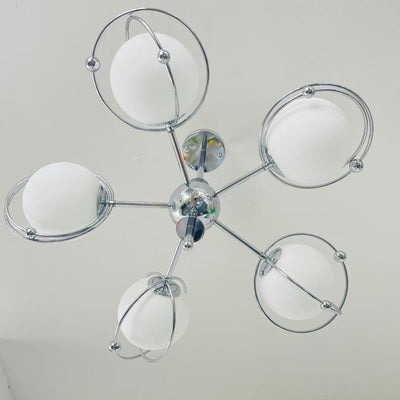 Modern Minimalist Orb Branch Border Glass Iron 5-Light Chandelier For Bedroom