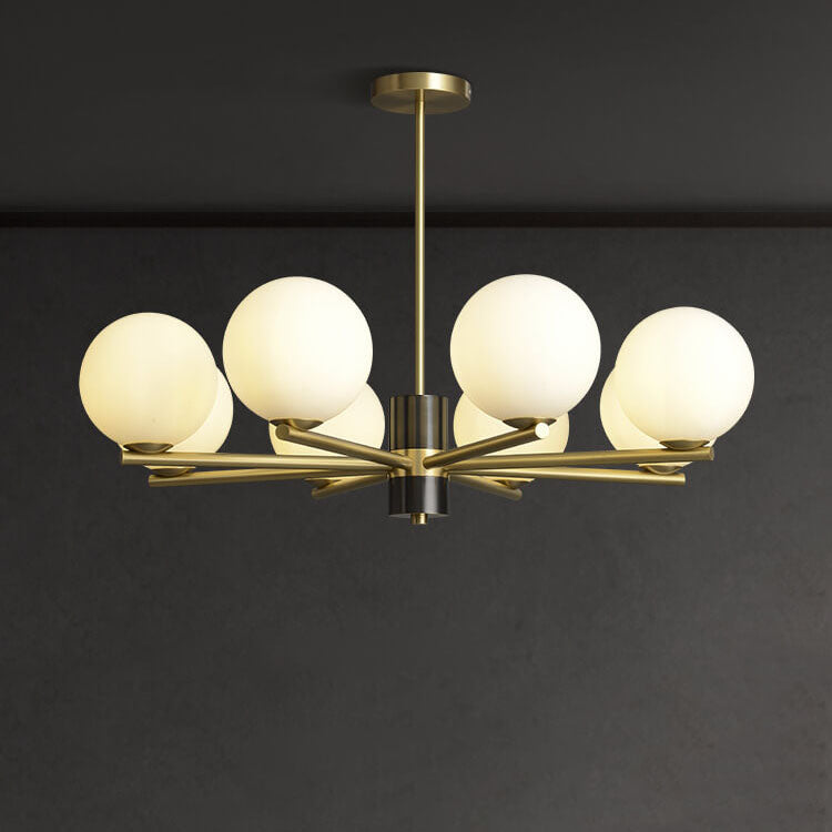 Nordic Light Luxury Glass Round Ball Brass Branch 6/8/15 Light Chandelier