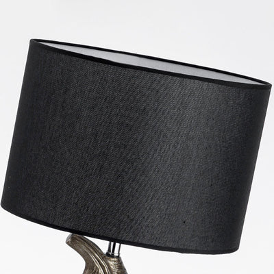 Modern Minimalist Cylinder Leaf Fabric Resin Hardware 1-Light Table Lamp For Bedroom