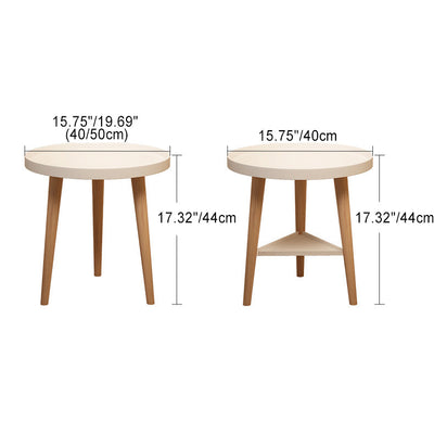 Contemporary Scandinavian Round PP PVC Wood Side Table 1/2 Tier For Living Room