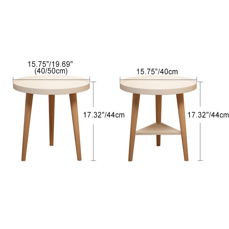 Contemporary Scandinavian Round PP PVC Wood Side Table 1/2 Tier For Living Room