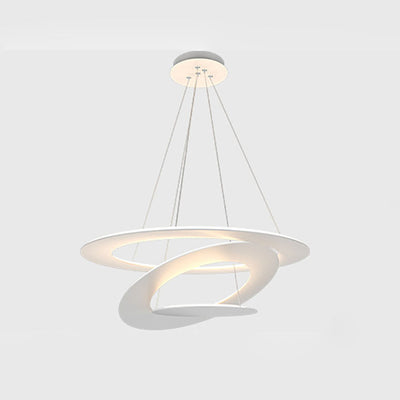 Contemporary Creative Multi-Tier Circle Flying Saucer Iron LED Pendant Light For Living Room