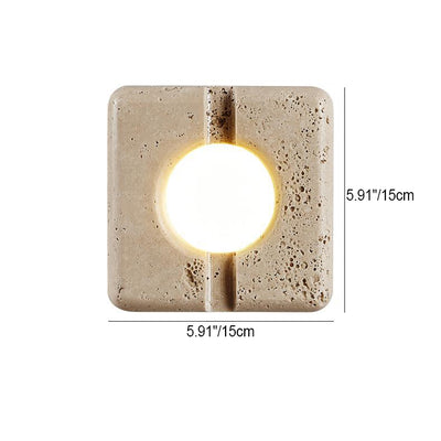 Contemporary Retro White Travertine Square Shade LED Wall Sconce Lamp For Study