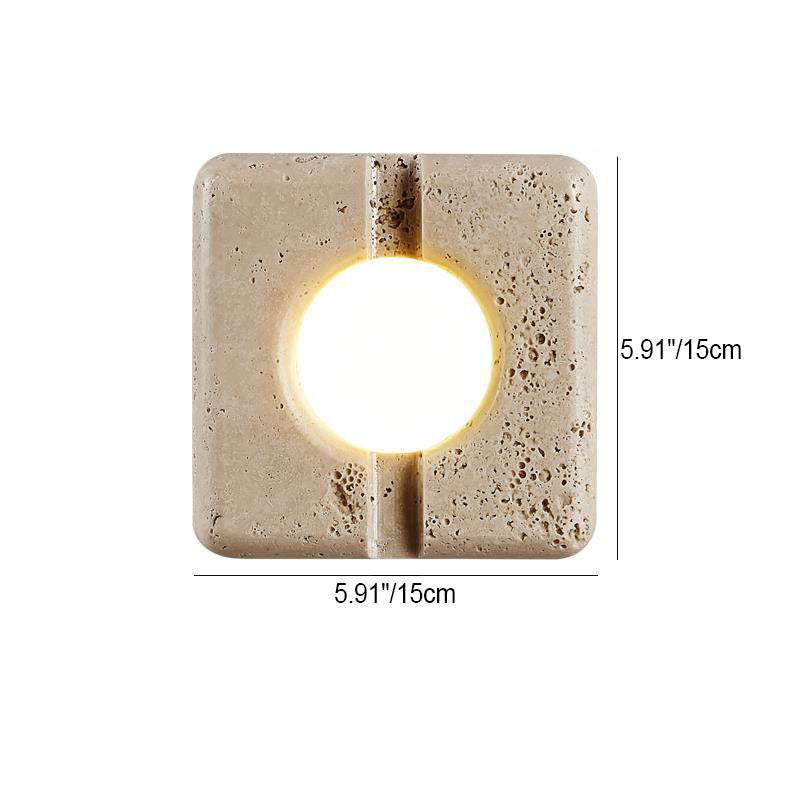 Contemporary Retro White Travertine Square Shade LED Wall Sconce Lamp For Study