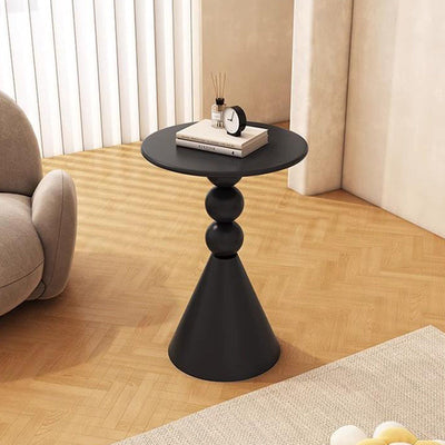 Contemporary Nordic Round Orb Cone Base Iron Rock Slab Coffee Table For Living Room