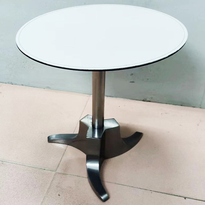 Modern Simplicity Round Saddle Leather Stainless Steel Dining Table For 2 Seats