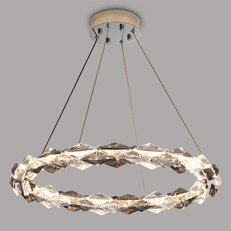 Modern Minimalist Round Crystal Iron LED Chandelier For Living Room