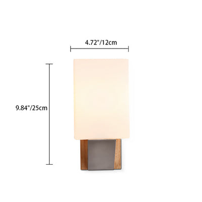 Modern Minimalist Rectangle Wood Glass 1-Light Wall Sconce Lamp For Bedroom