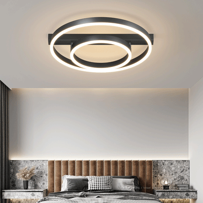 Modern Minimalist Geometric Square Circle Aluminum Line LED Flush Mount Ceiling Light For Living Room