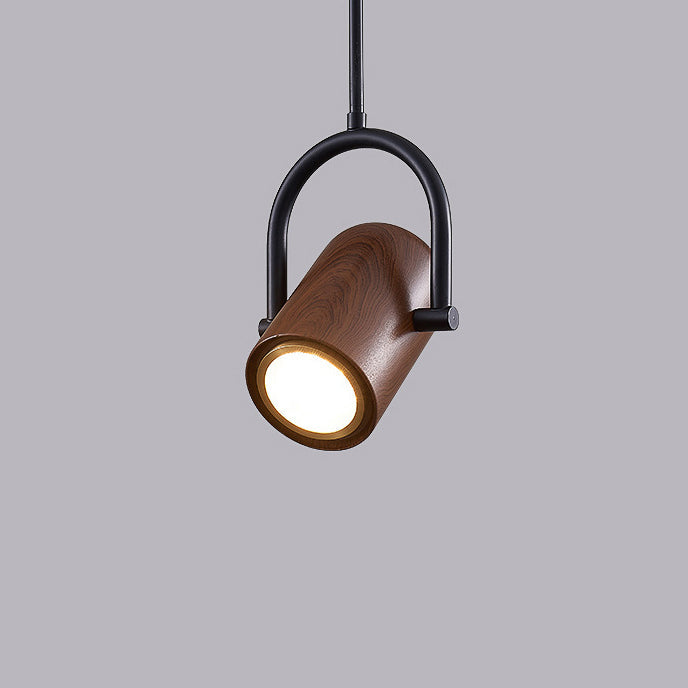 Modern Minimalist Cylinder Rotatable Angled Iron Glass LED Pendant Light For Living Room