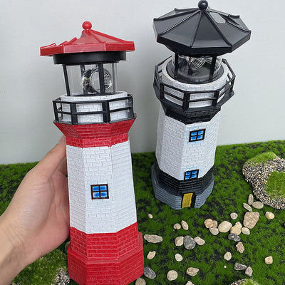 Contemporary Creative Solar Waterproof Lighthouse Resin LED Outdoor Light For Garden