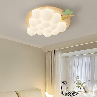 Contemporary Creative Kids Grape Iron Plastic LED Flush Mount Ceiling Light For Bedroom