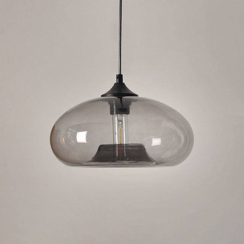 Contemporary Nordic Oval-Shaped Glass Shade Iron 1-Light Pendant Light For Living Room