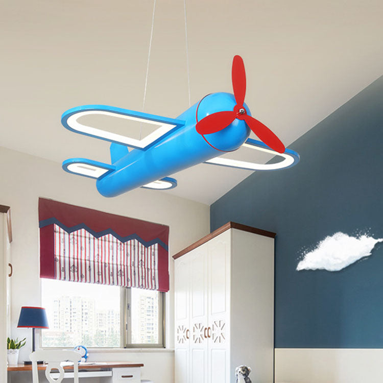 Contemporary Creative Airplane Iron Acrylic LED Pendant Light For Bedroom