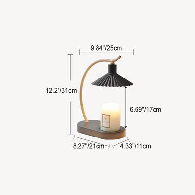 Modern Creative Iron Umbrella Shape Arc Imitation Wood Grain Lamp Arm 1-Light Melting Wax Table Lamp