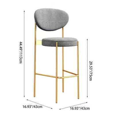 Contemporary Scandinavian Oval Round Fabric Iron Bar Stool Backrest Armless For Dining Room