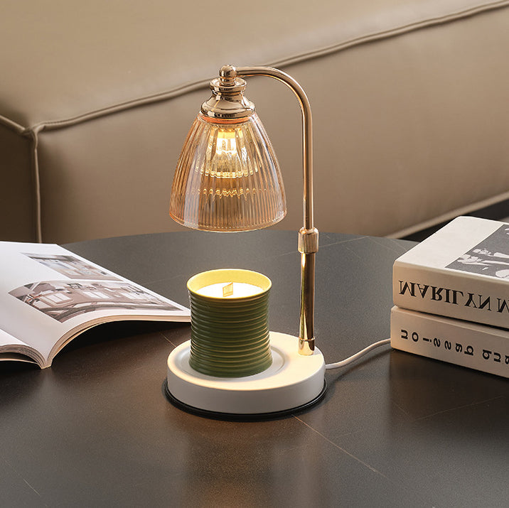 Lampe de table à cire fondue à 1 lumière avec abat-jour en verre conique en fer de simplicité contemporaine pour chambre 