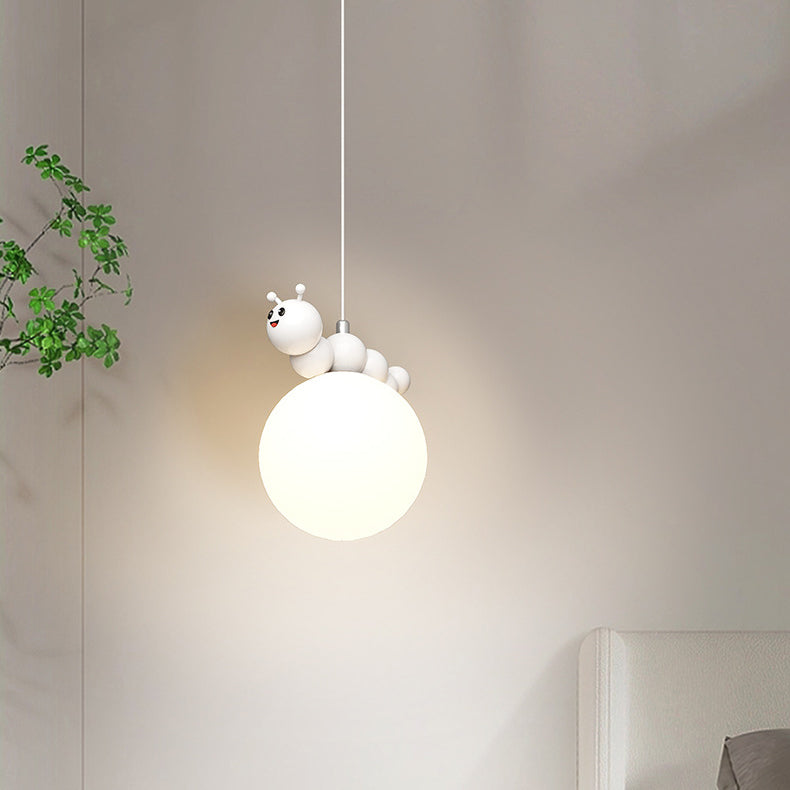 Contemporary Creative Cartoon Resin Caterpillar Flower Bud Shade LED Pendant Light For Bedroom