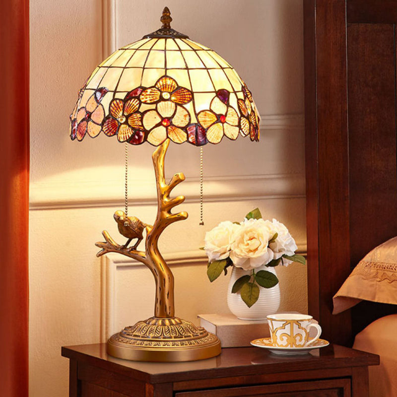 Contemporary Luxury Full Copper Bird Decoration Natural Shell Shade 2-Light Table Lamp For Home Office